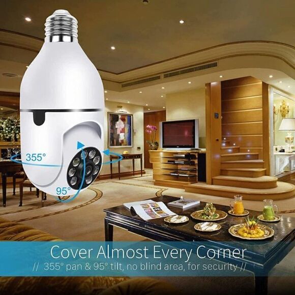 Wireless WiFi 1080p Light Socket Bulb Security Camera Floodlight Night Vision - Picture 3 of 8